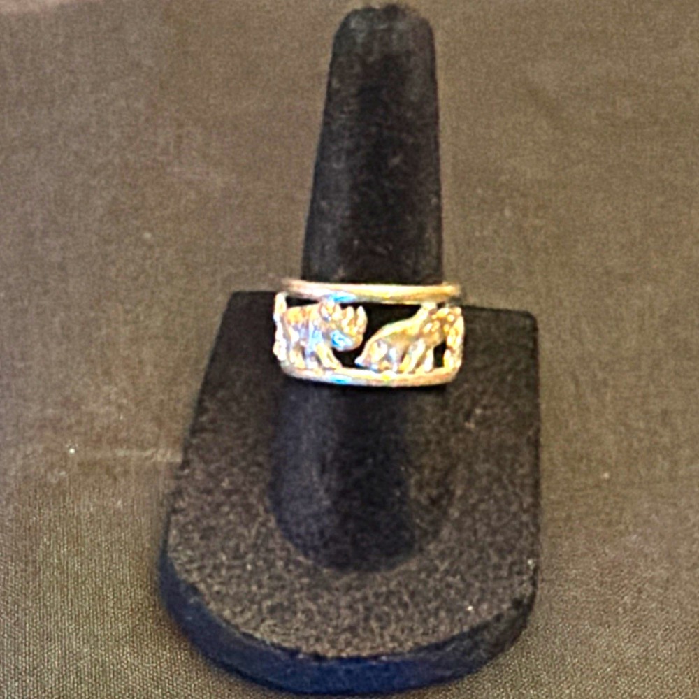 Sterling 925 Safari Band Ring Size 6.5 Animals Theme